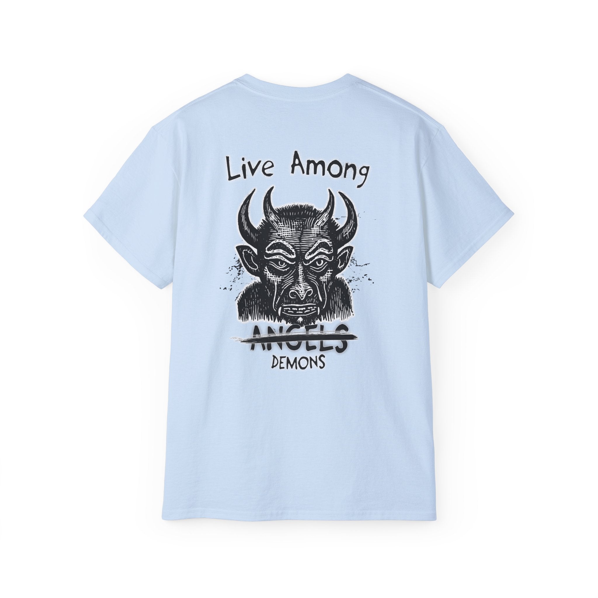 Live Among Demons - Unisex Cotton Tee (Back) - Damned Threads
